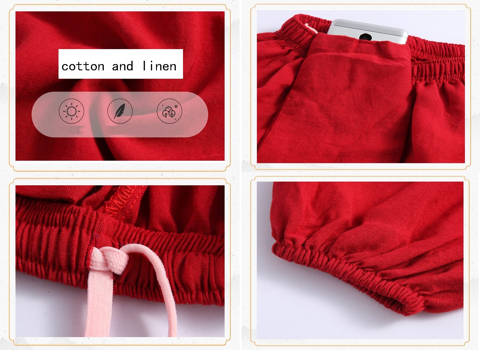 Männer Frauen Tai-Chi-Hosen Sommer Baumwolle Und Leinen Kung Fu Kampfsport Trainingshose Unisex Kordelzug Elastisch Meditationshosen Weich Und Atmungsaktiv Yogablüher,001,M