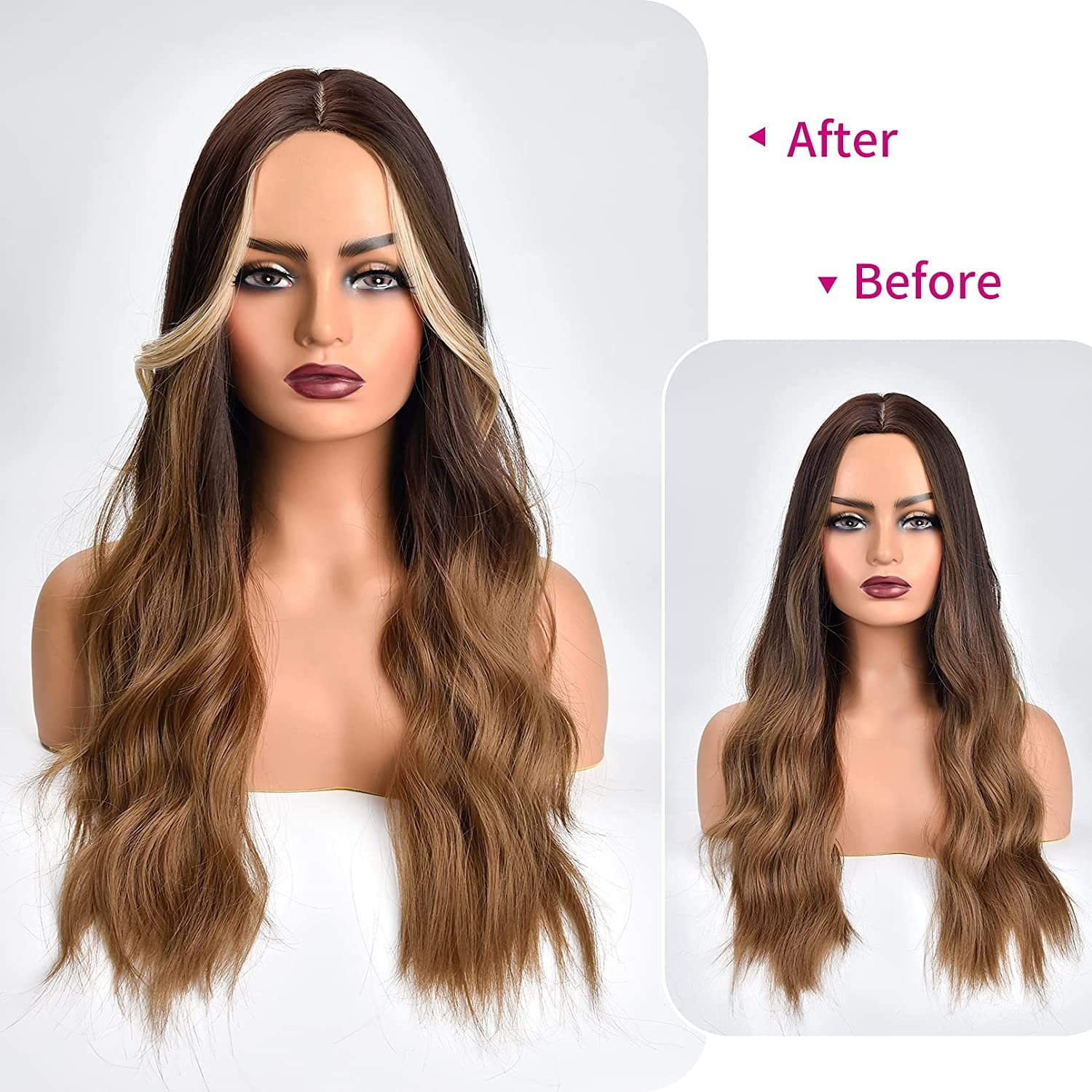 AL ZAHRA Long Side Air Bangs, Wavy Curly Clip in Bangs Front Side Bangs for Women Daily Use 2 PCS Set Long Temples (Natural Black) 1