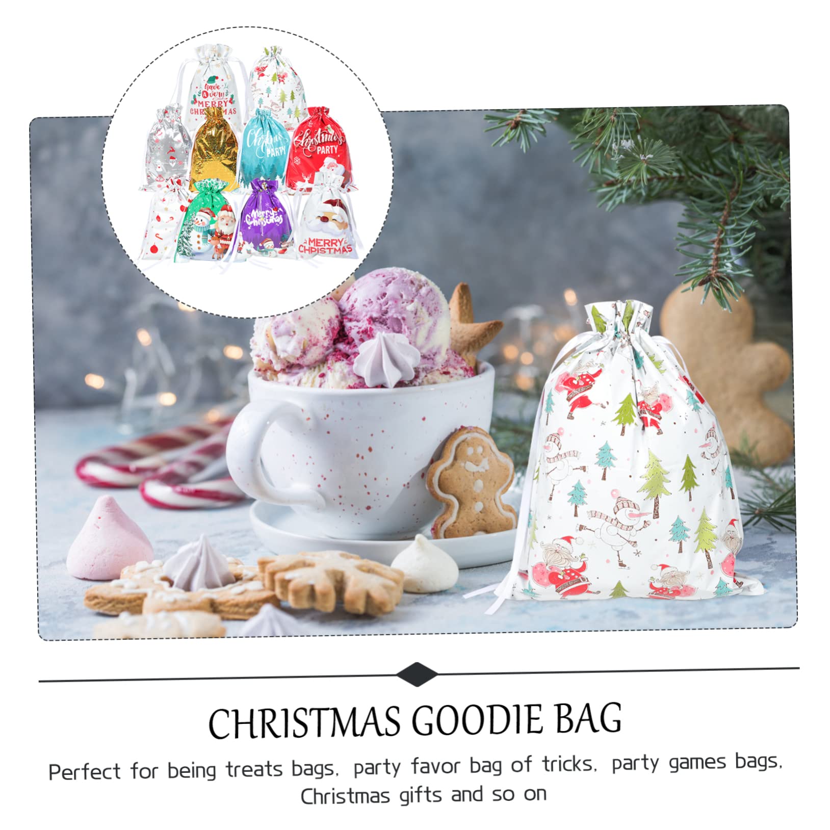 ULTECHNOVO 50pezzi Sacchetti Di Natale Con Corda Da Confezione Festiva Vari Colori Per Regali e Dolcetti Atmosfera Natalizia Per Famiglie e Feste