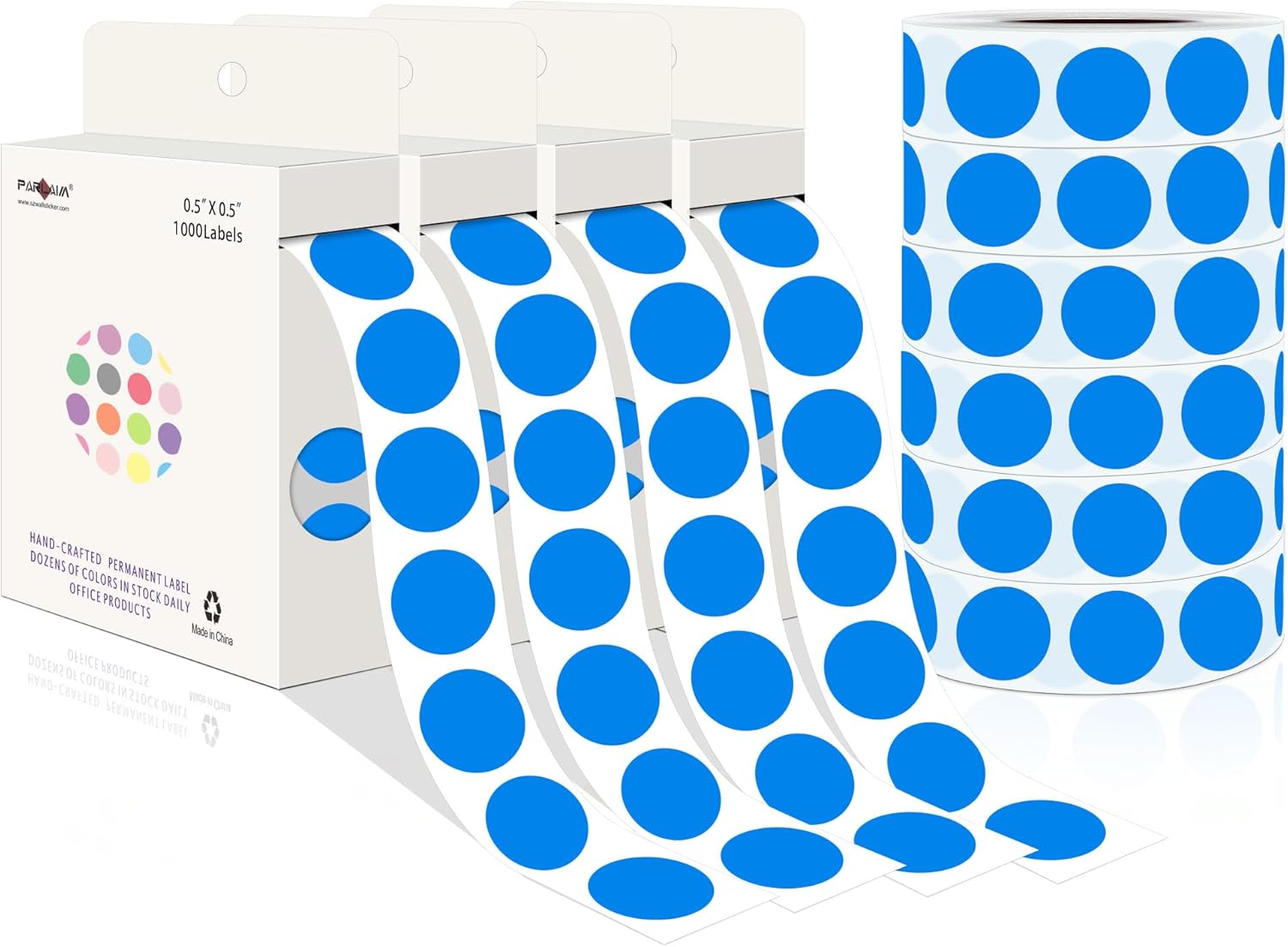 PARLAIM 10000PCS 1/2 Inch Round Color-Code Dot Stickers,Circle Colorful Coding Label Sticker for Home Office (Blue)