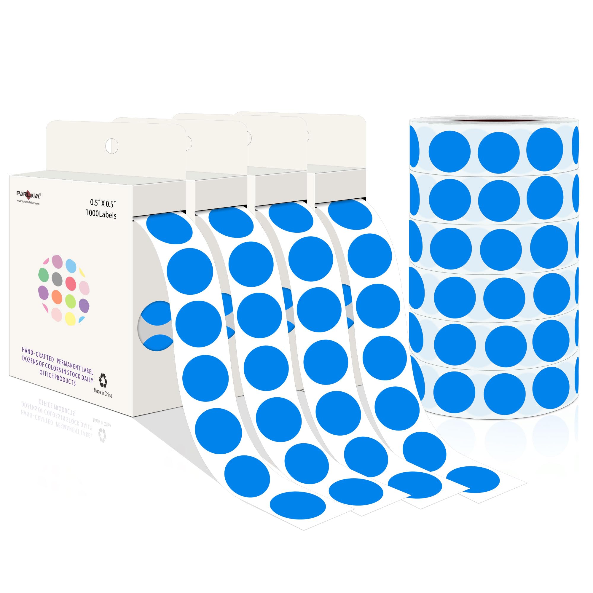 PARLAIM 10000PCS 1/2 Inch Round Color-Code Dot Stickers,Circle Colorful Coding Label Sticker for Home Office (Blue)