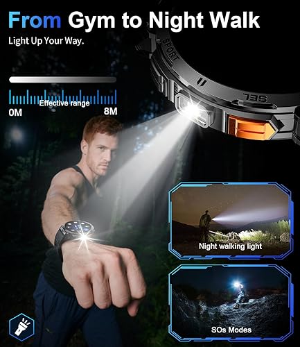 Miniatura 6 de LIGE Relojes inteligentes para hombre con linterna LED  llamada, pantalla HD AMOLED de 1,62 pulgadas, 730 mAh, relojes inteligentes militares con