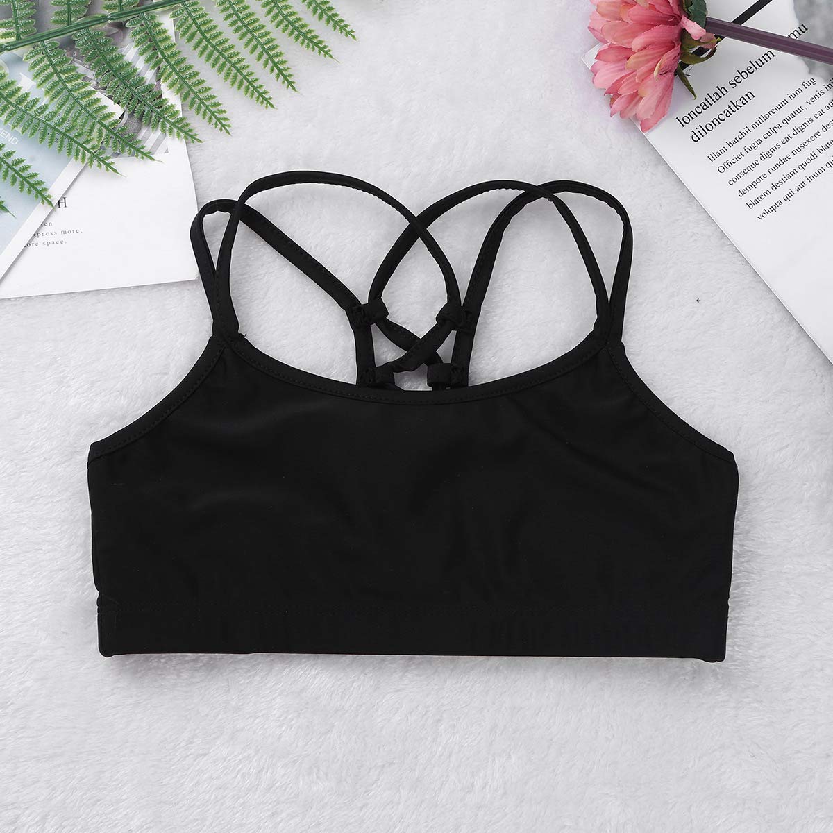 TiaoBug Tank Top de Tirantes Deporte para Niñas de Danza Gimnasia Running Sujetador Deportivo Elástico Básico para Niñas Infántil de Actuación
