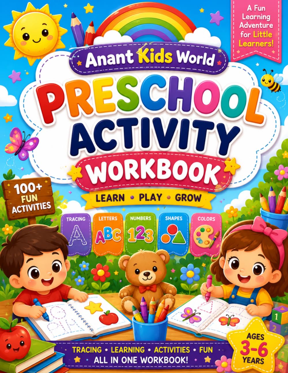 Mega Kids Activity Book Ages 3–6: 100 Fun Activities Including Tracing, ABC, Numbers, Colors, Shapes, Mazes, Matching, Spot the Difference & Coloring