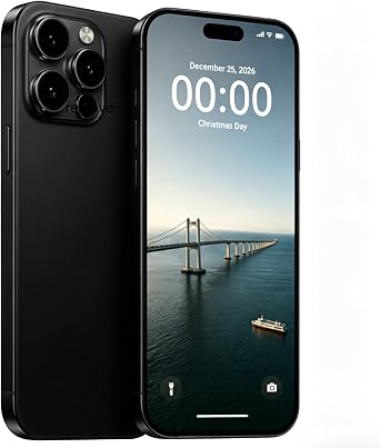 A15PM Unlocked Smartphone, 6.8" HD Display Cell Phone, 8GB+256GB Storage, 6800mAh Battery, Android 14, TF Card Expandable, 5G Dual SIM, Face ID & Fingerprint Unlock, GPS Black