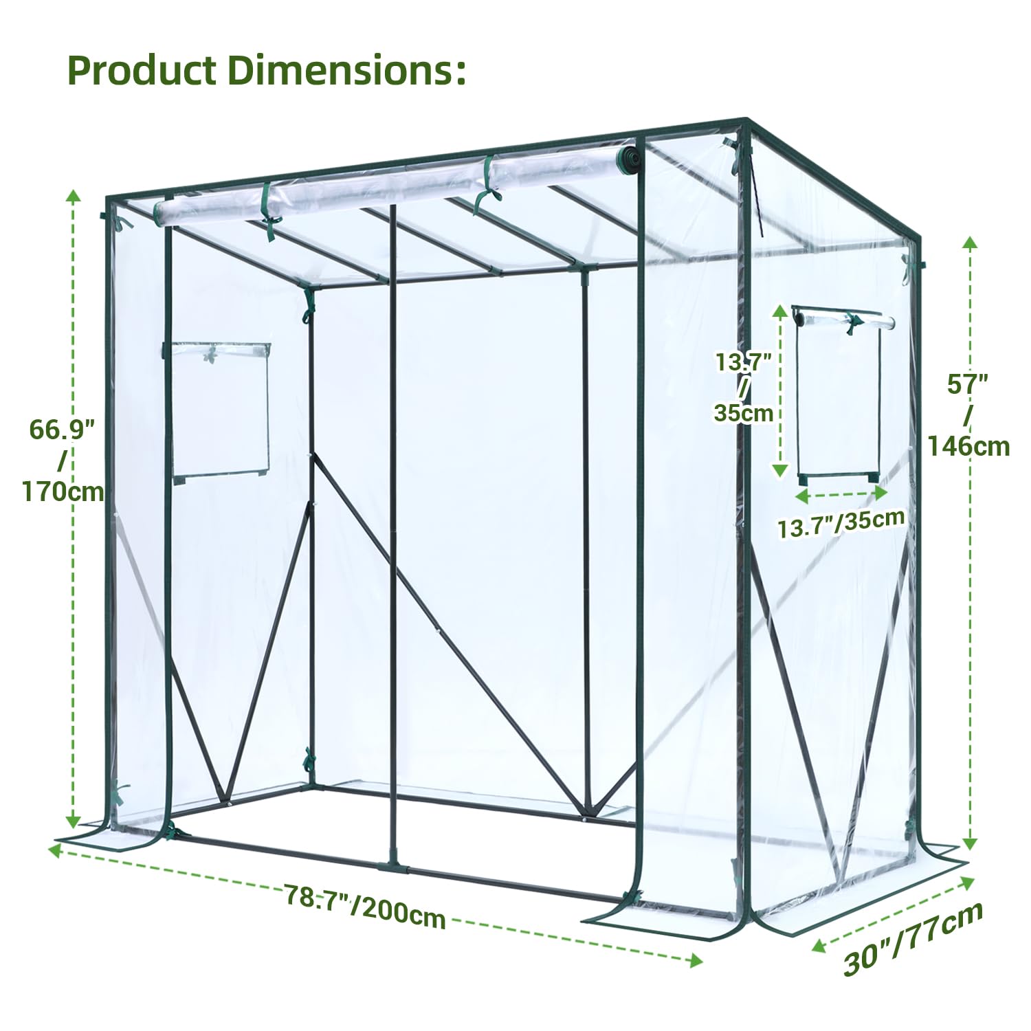 Ohuhu Invernadero para tomates con cubierta de PVC y más lejos, 200 x 77 x 170 cm, invernadero pequeño, resistente al invierno, para un crecimiento óptimo de las plantas