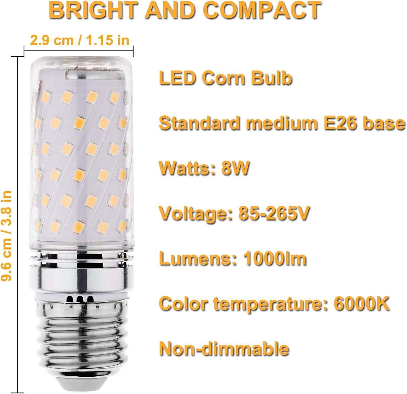 RAYHOO LED Light Bulbs Incandescent 80-100 Watts Equivalent, Standard Medium E26 Base,1000Lumens Non-Dimmable,4 Pack (White 6000K)