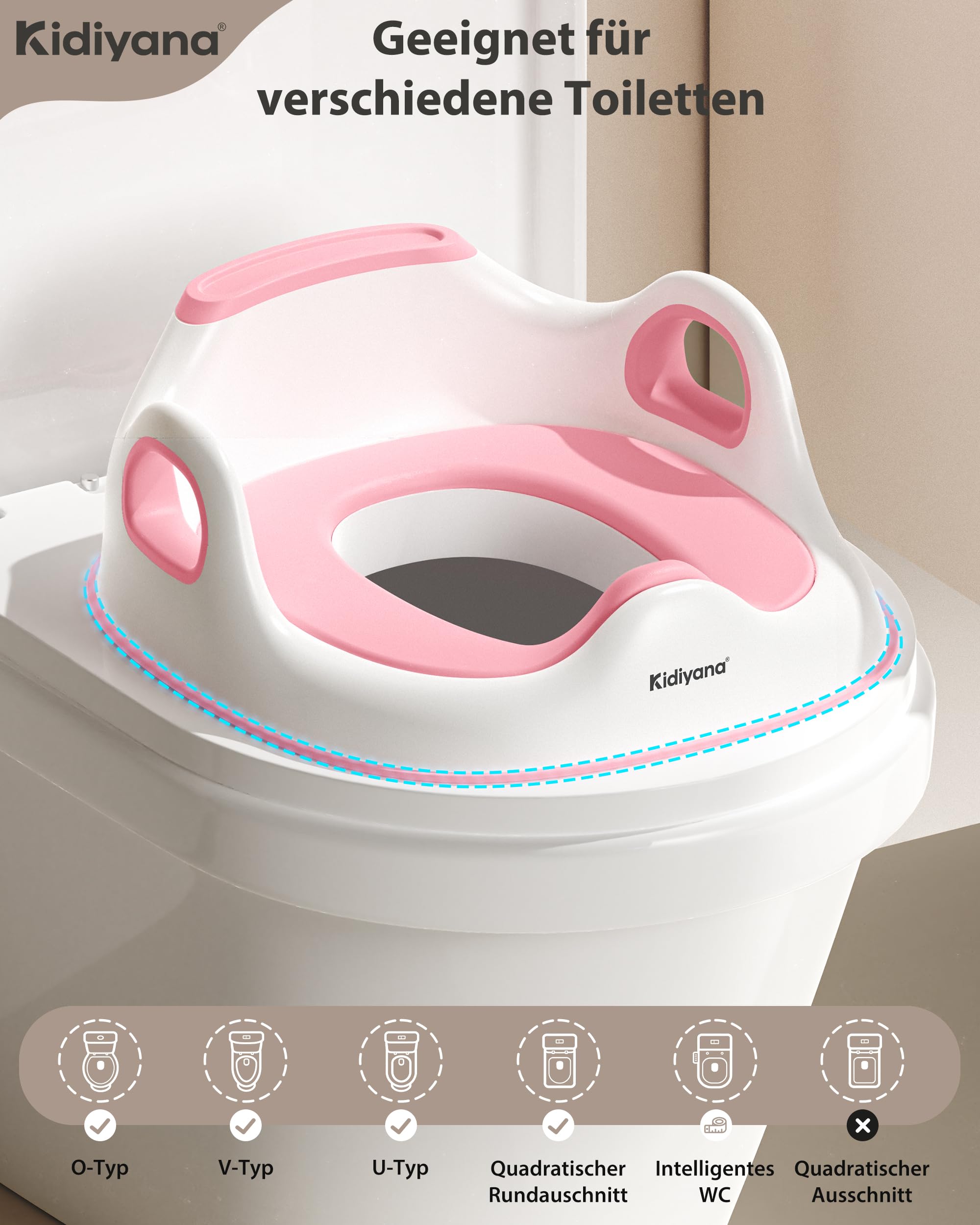 3-in-1 Kinder Töpfchen Elefant, Toilettenaufsatz und Tritthocker, Stabil & Rutschfest, Sitzverkleinerer mit Spritzschutz, Ergonomisch, Leicht zu Reinigen, für Baby & Kleinkinder ab 6 Monate