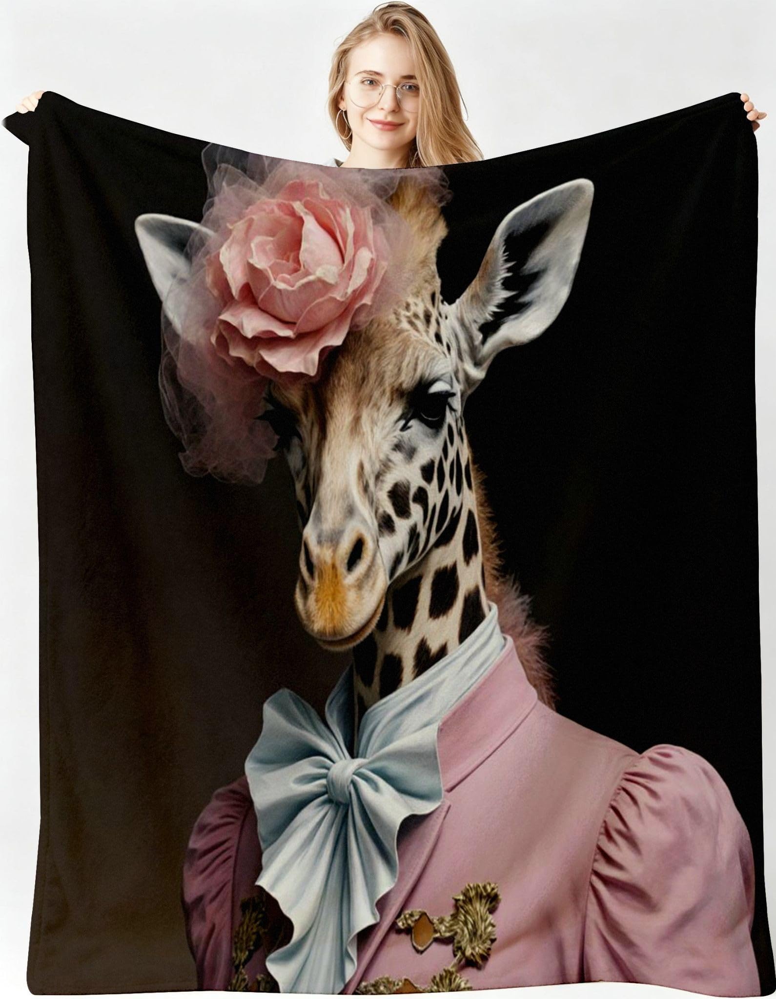 Mantas 3D 220x240cm Jirafa Negra Franela Frazada para Cama 150-A255