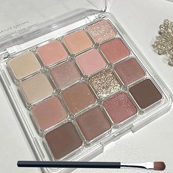16-Color Matte & Glitter Eyeshadow Palette for Women   Waterproof Apricot Tones Smokey Eye Makeup   Highly Pigmented, Long-Lasting & Blendable Pressed Powder Pallet 04
