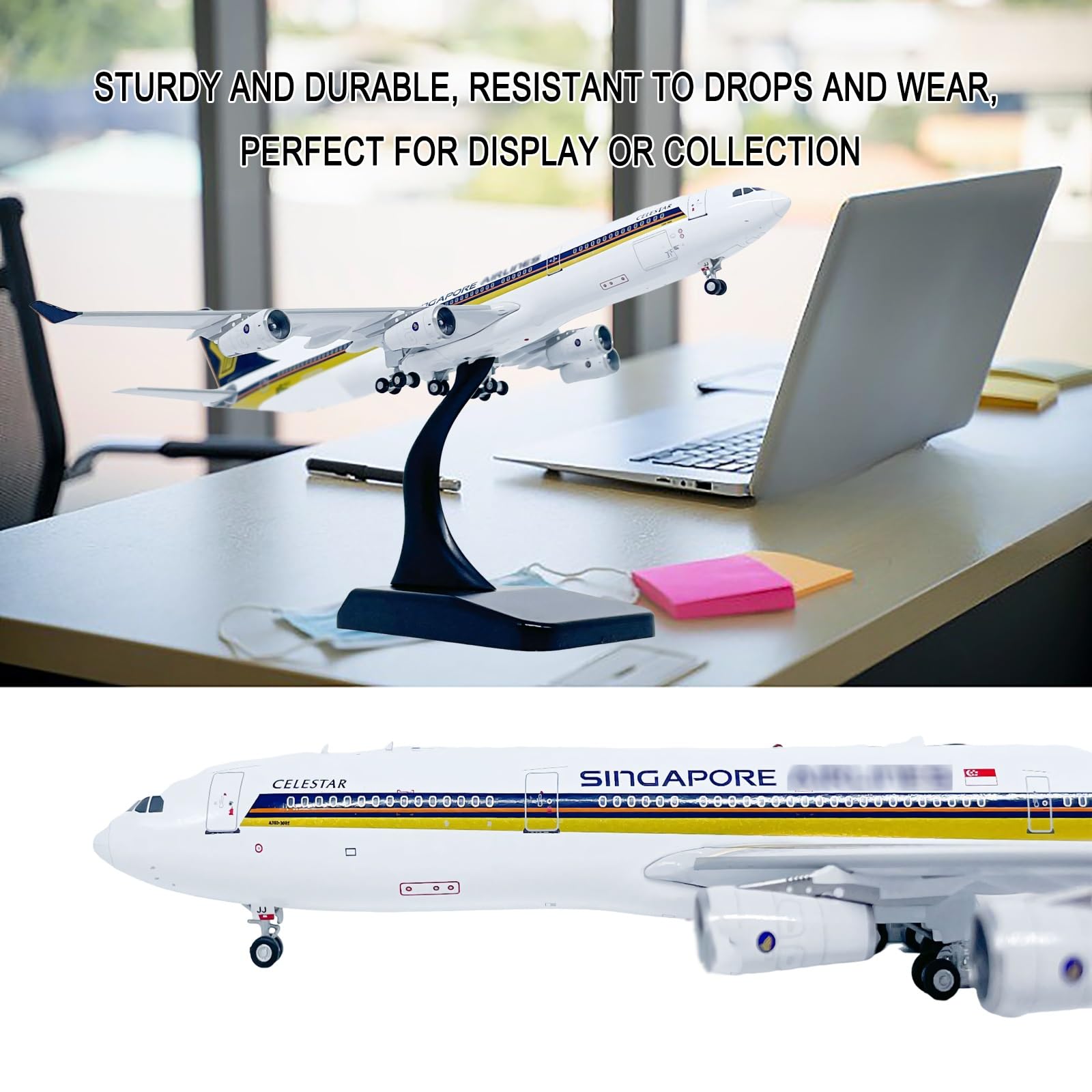Modello pressofuso Singapore A340-300 in scala 1:400 9V-SJJ Aereo Display lega metallica premium for vetrina scrivania Regalo perfetto for gli appassionati aviazione Collezionisti Piloti