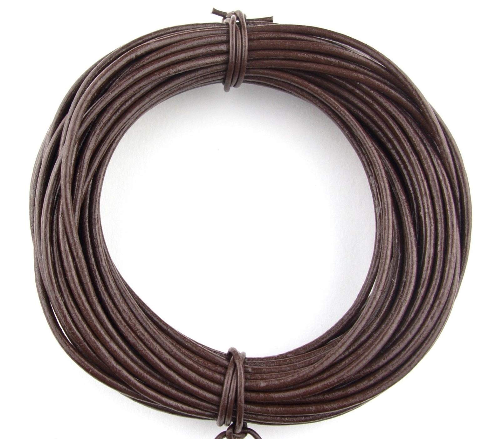 Brown Dark Round Leather Cord 1mm 10 Meters (11 Yards)