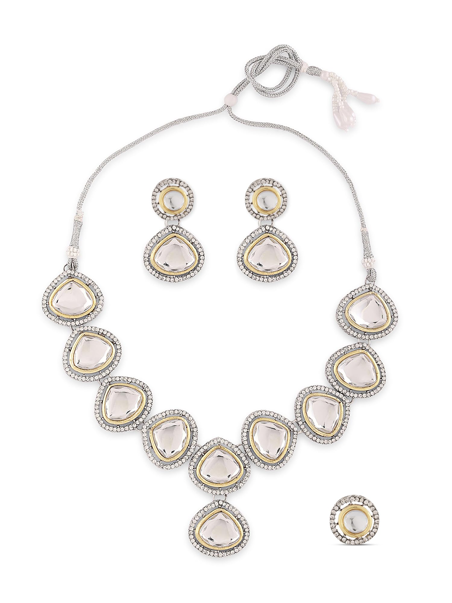 See full amazon price history chart for ZAVERI PEARLS Two Tone Artificial Stones & Austrian Diamonds Necklace Earring & Ring Set For Women-ZPFK16522 ZAVERI PEARLS Two Tone Artificial Stones & Austrian Diamonds Necklace Earring & Ring Set For Women-ZPFK16522 (B0CKHYMBXX) Amazon Price History, Amazon Price Tracker