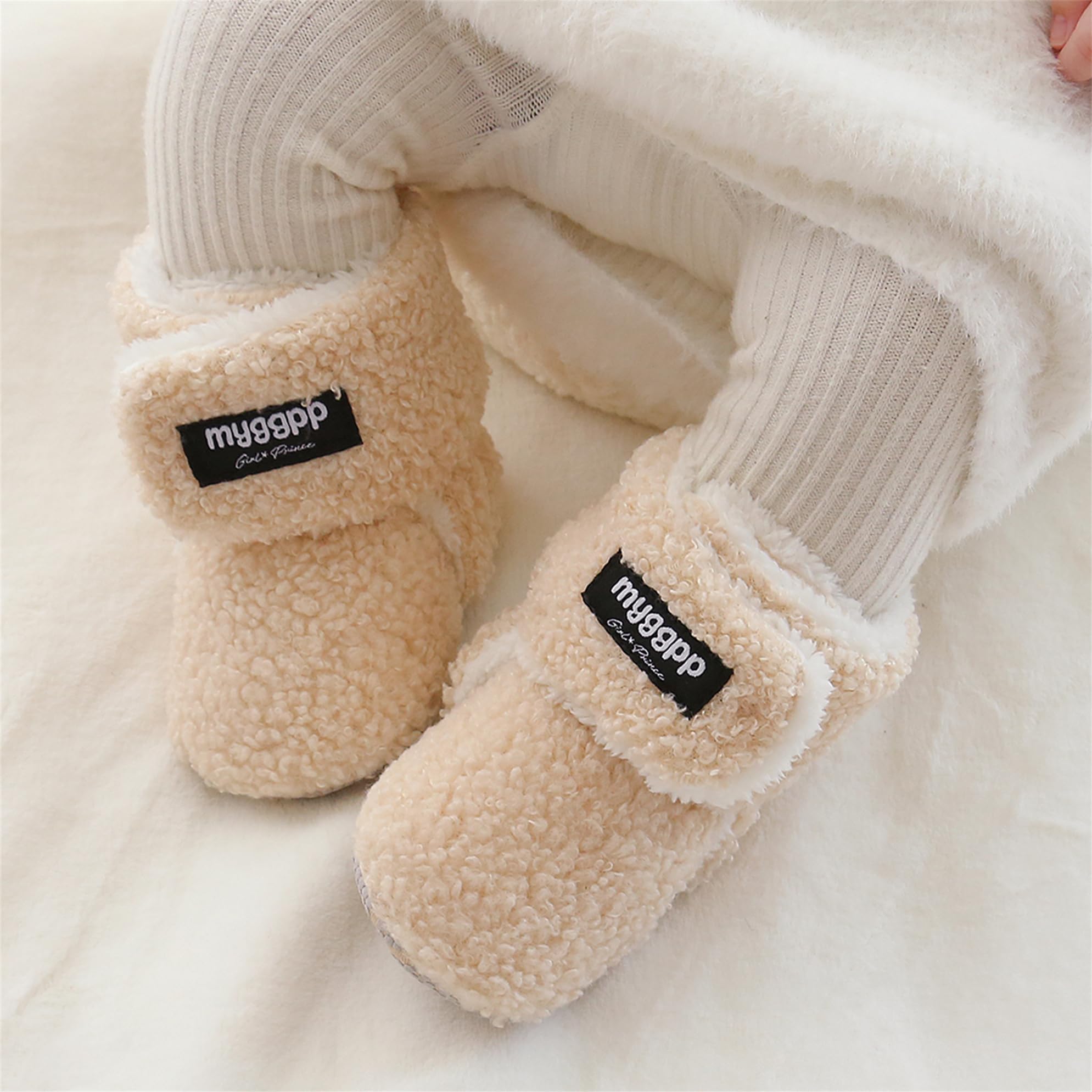 Babyschuhe Winterschuhe Baby Stiefel Krabbelschuhe Weiche Sohle Warme Booties Neugeborenen Lauflernschuhe Kuschelige Fleece-Stiefel mit rutschfestem Boden Stiefel für Kleinkinder - 3