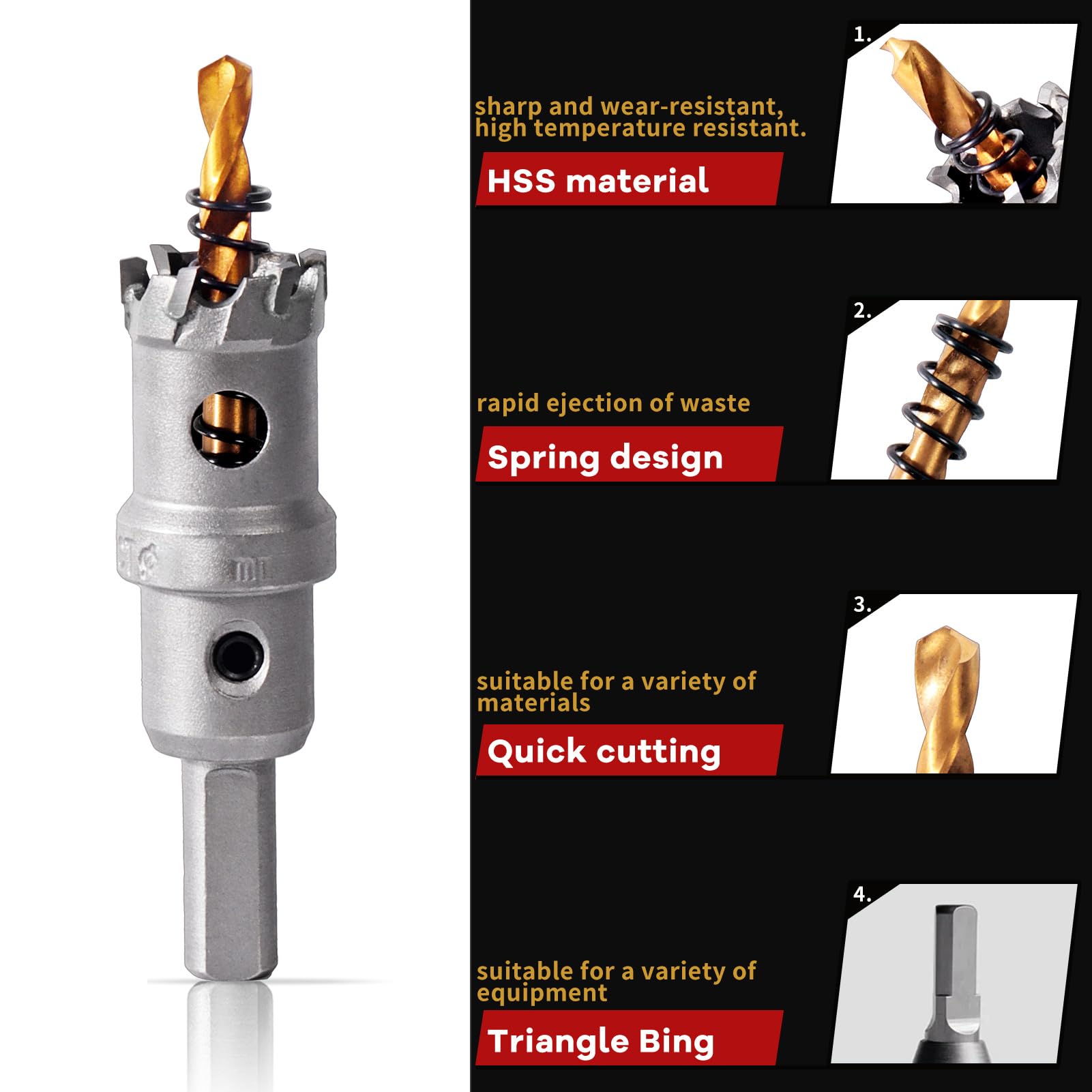 SET 9 PEZZI FRESE SEGHE A TAZZA PUNTA FORA SEGA METALLO LEGNO 18 20 25 32 40 51 - Foto 4