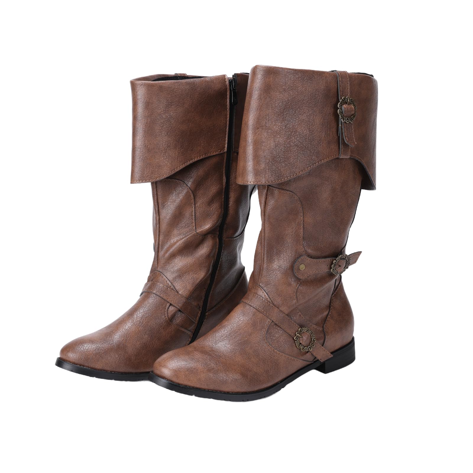 Bottes médiévales à enfiler pour homme et femme style Renaissance gothique mi-mollet pour Halloween Cosplay