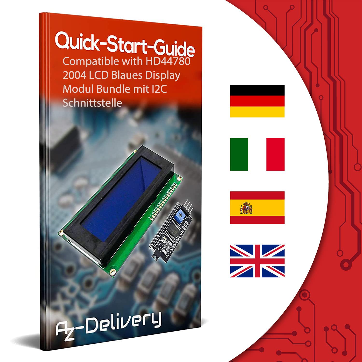 AZDelivery HD44780 2004 LCD Display Bundle Blue 4x20 znaków z interfejsem I2C kompatybilny z Arduino i Raspberry Pi w tym E-Book!