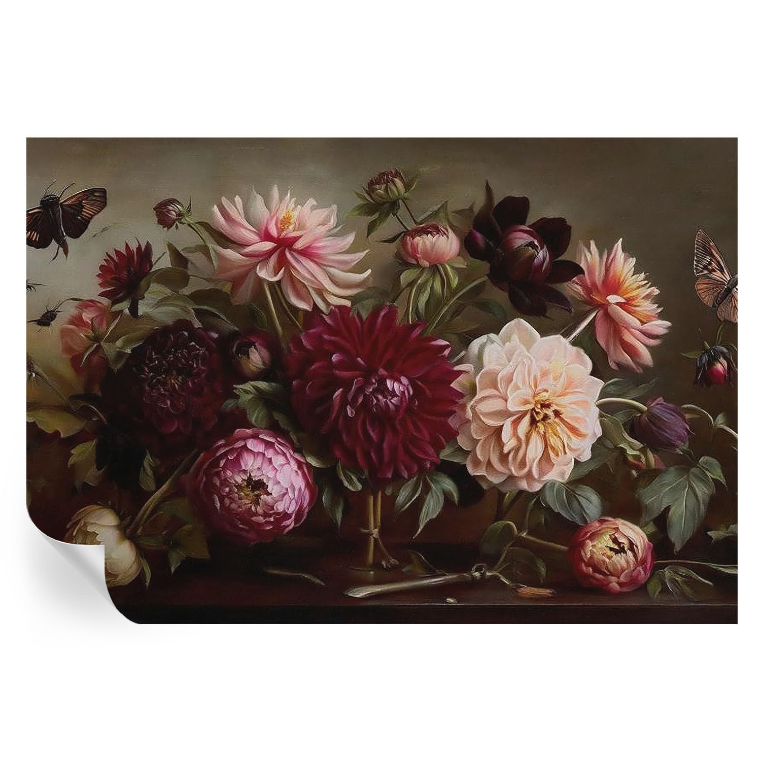 Mural floral autoadhesivo 152x104 cm con acabado artístico para renovar paredes