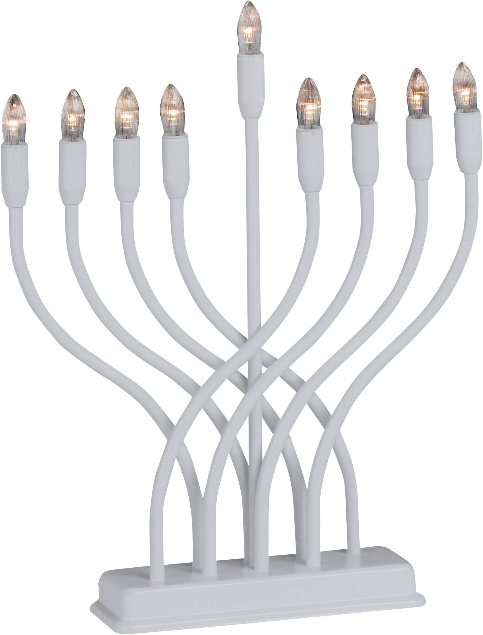 Designs Electric White Enamel Menorah Comes With A Set Of Clear Bulbs
