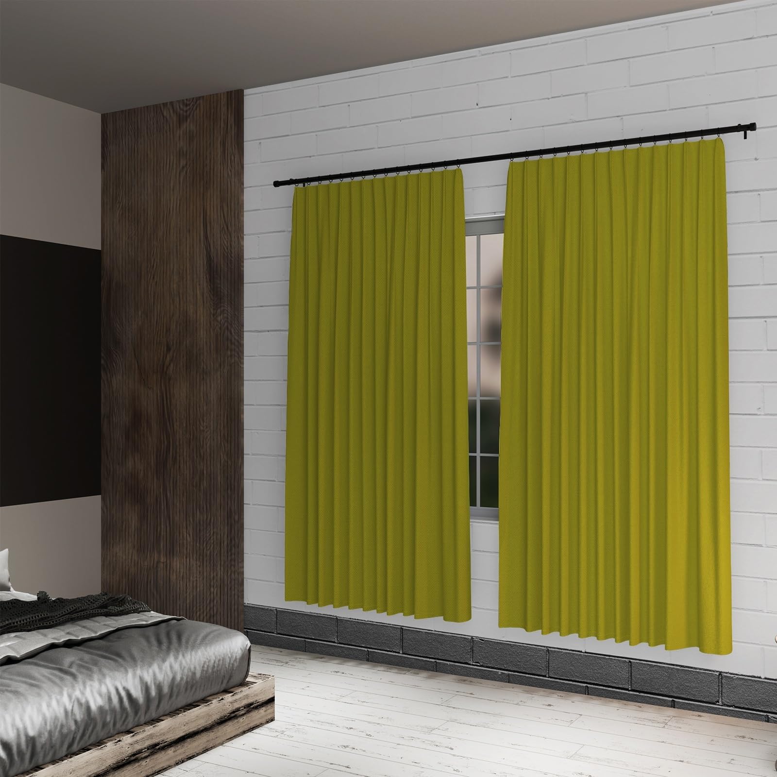 Cortinas modernas con bolsillo para cortinero para sala de estar, dormitorio, oficina, pasillo, panel interior de privacidad, ligero, plisado, 117 x 229 cm, 2 paneles