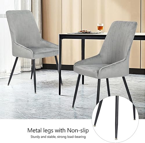 Miniatura 7 de Joveco Juego de 2 sillas de comedor decorativas, moderna y elegante silla de ocio de terciopelo con patas de metal negro, asiento de silla de