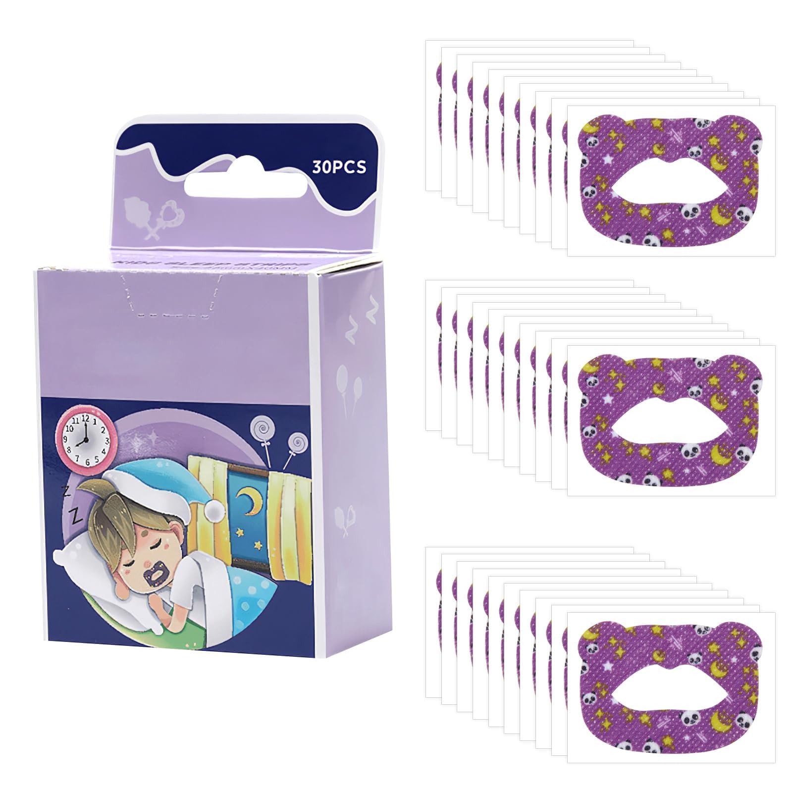 Kids Mouth Strip Tape for Improved Sleep 30PCS Unisex Mouth Tape for Kids and Teen for Night Use Central Opening Breathable Non-Woven Fabric Promotes Nose Breathing Reduces Snorin
