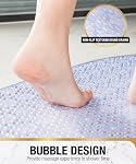 HITSLAM Oval Bath Mat Non Slip, 68x38 CM Bubble Shower Mat for Bathroom, Machine Washable Bathtub Mat Non-Slip with Suction Cups and Drain Holes, Bathroom Accessories, Clear