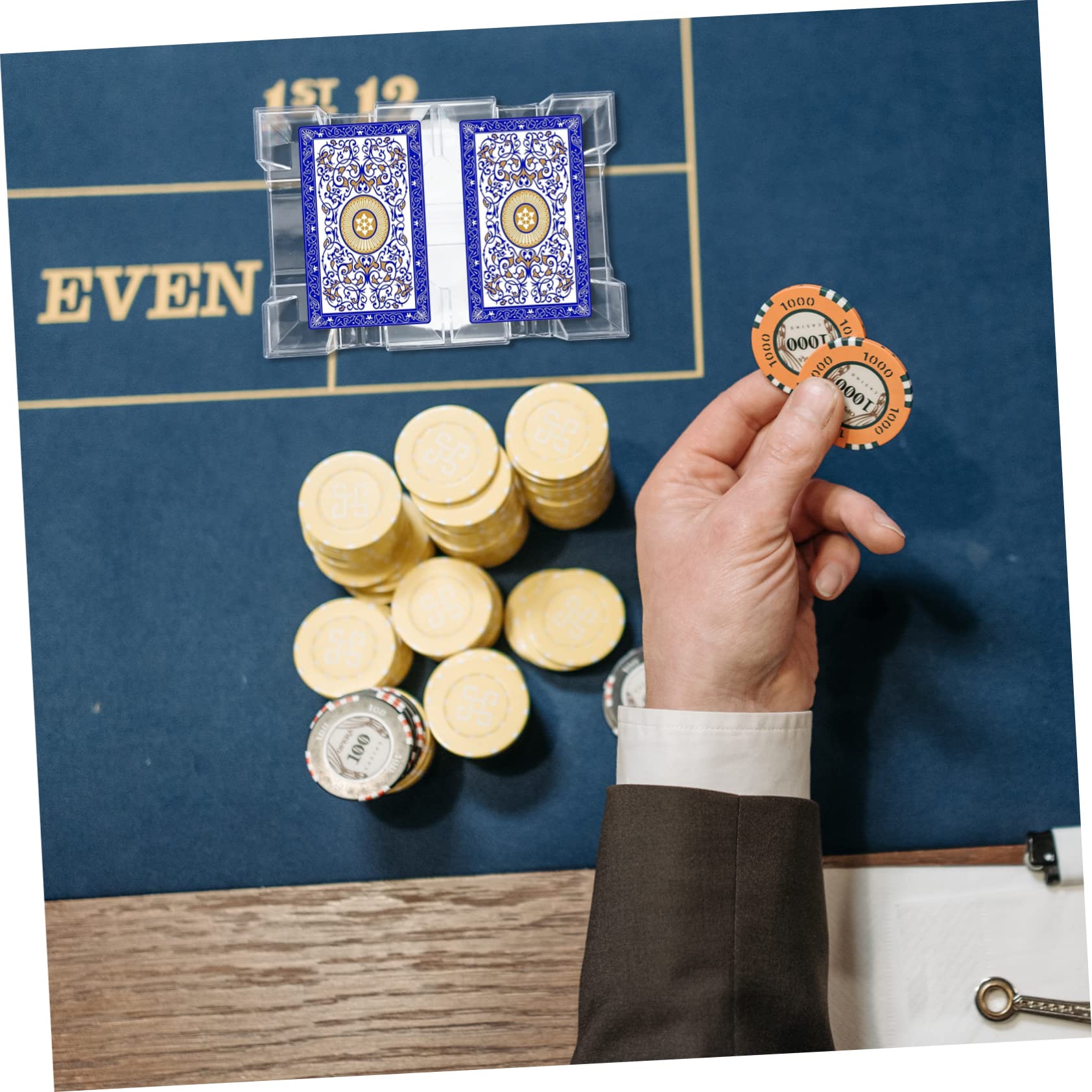 BCOATH Poker Rack Tray Board Game Supply Plaything Card Holder Rotating Poker Card Stand Plastic Material Non-Slip Base