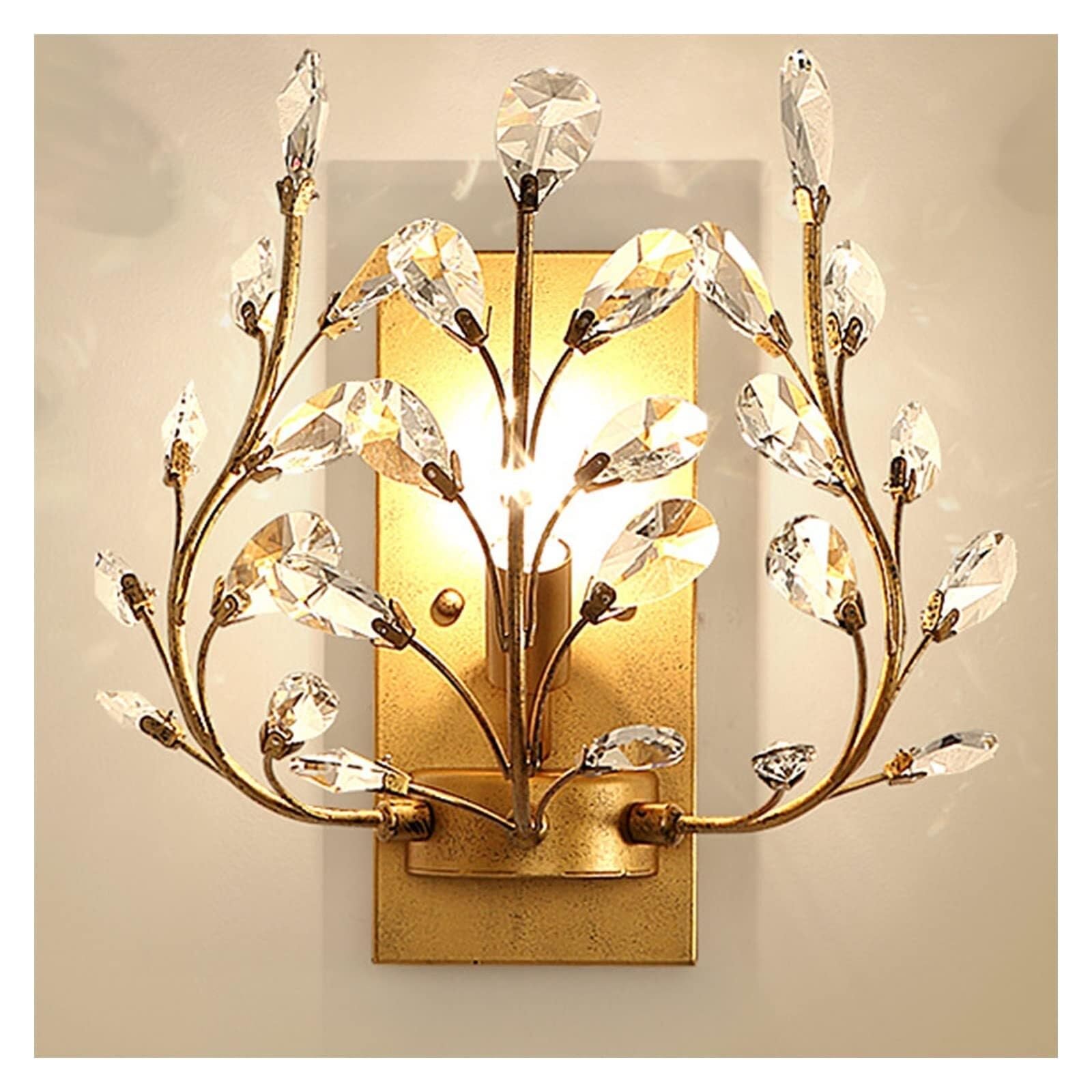 LYMSXAZOU Desk Lamp Crystal Wall Sconce, Elegant Flower Branch Sconce Lamps, Modern Minimalist Decor Bedside Lighting Fixture for Bedroom, Bathroom, Living Room, Hallway(D)