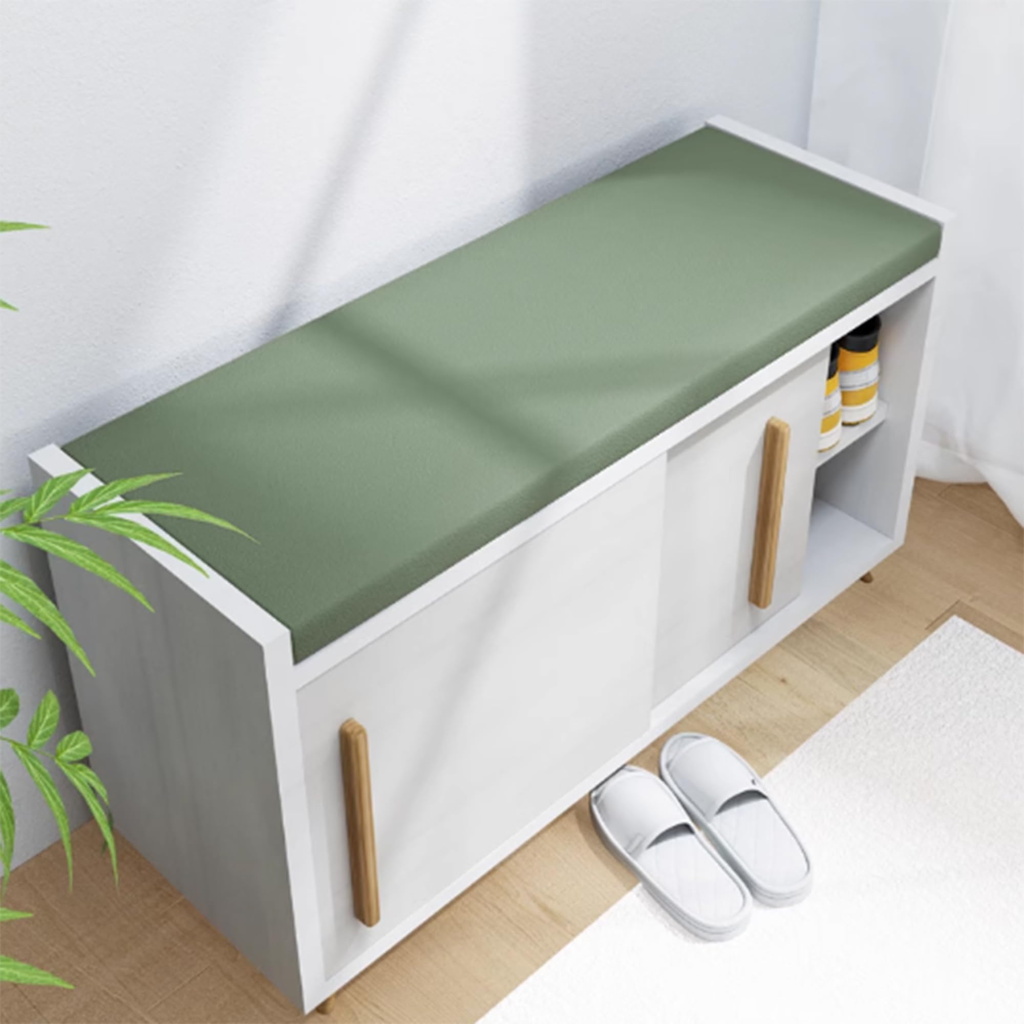 JYBNBBE Waterproof Rectangular Bench Cushion for Outdoor Use, Thick Non-Slip Garden Seat Pad - Ideal for Chairs, Dining, Patio & Swing,Vert Clair-80×50×5cm