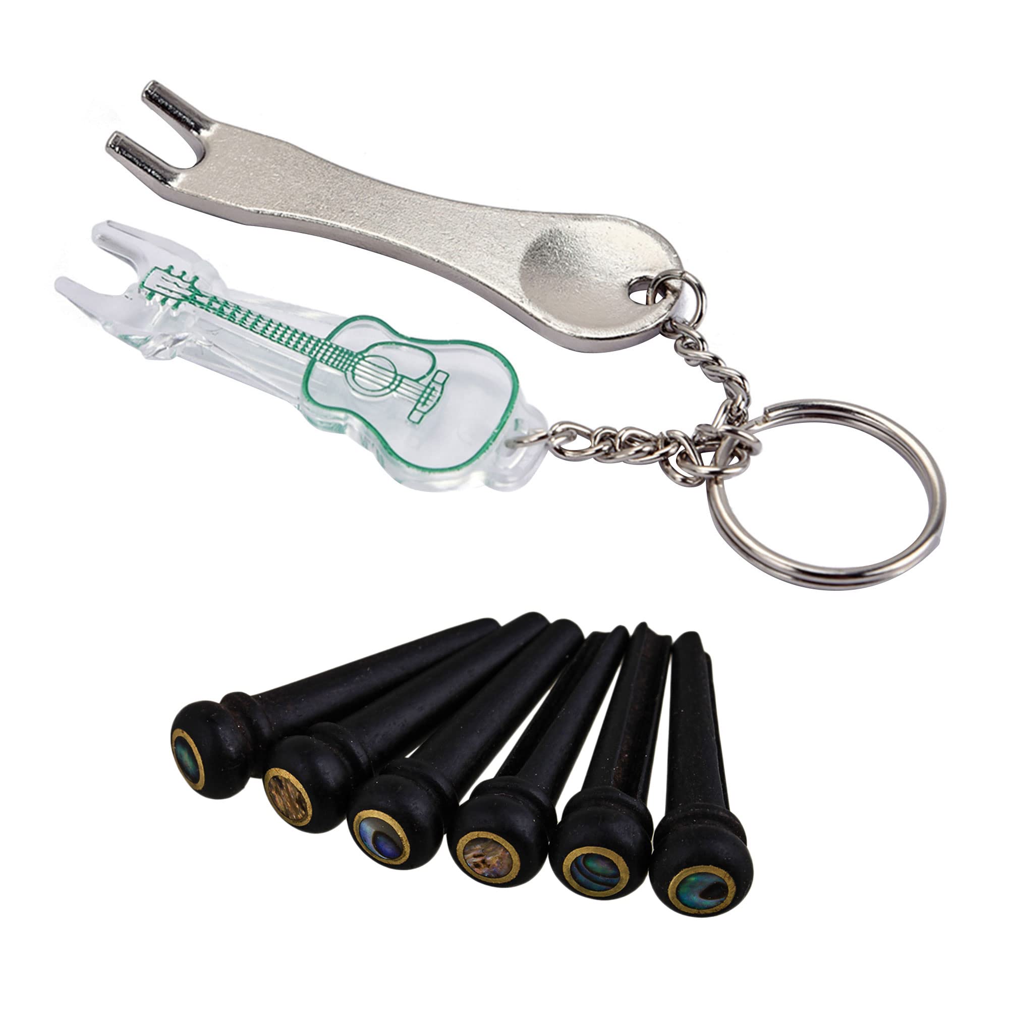 Yibuy Guitar Bridge Pin Pegs Black Puller Pulling Remover Extractor Set Steel Plastic Pack of 7