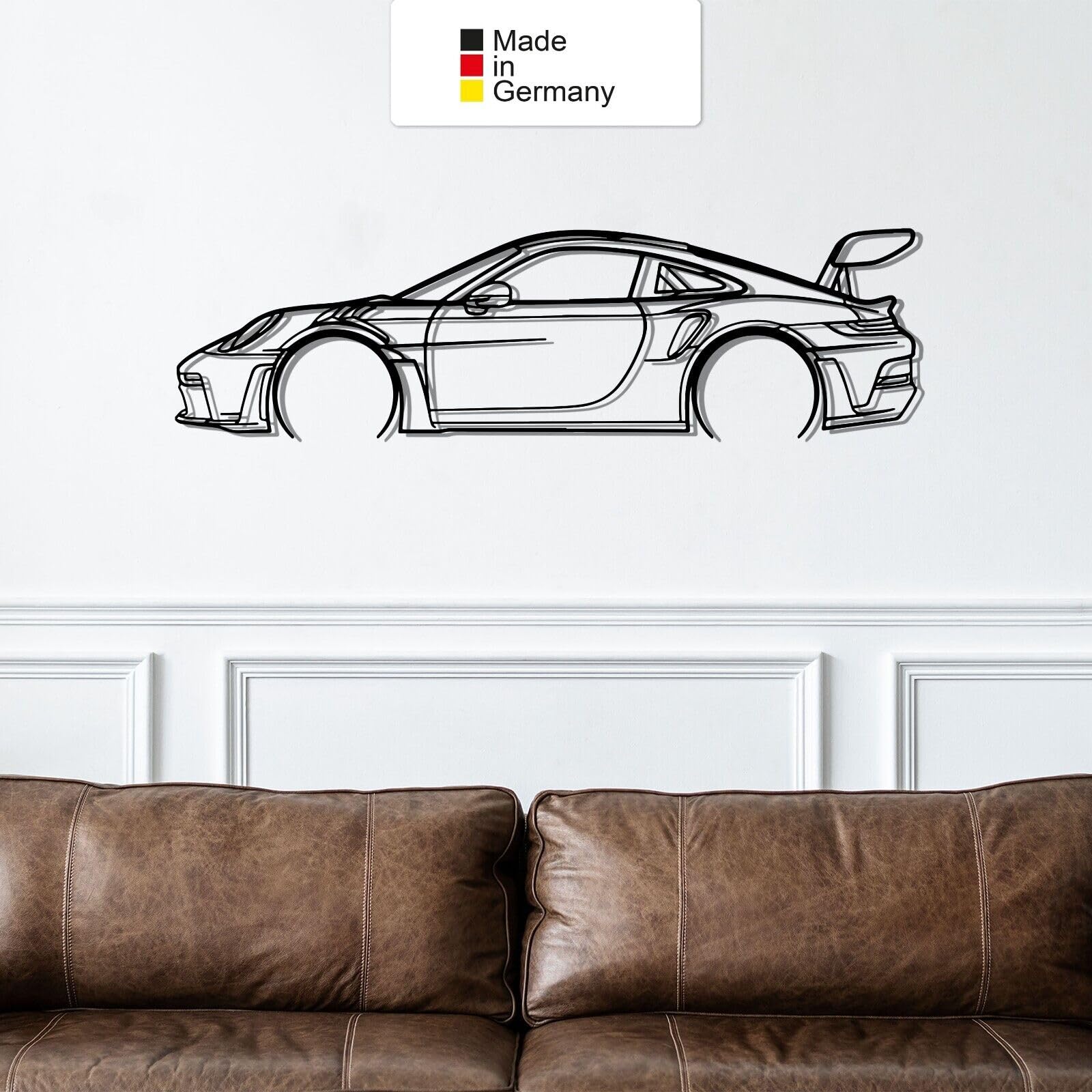 Para Porsche GT3, pintura de metal para pared, silueta de coche, arte de pared de metal (tamaño: 100 cm)