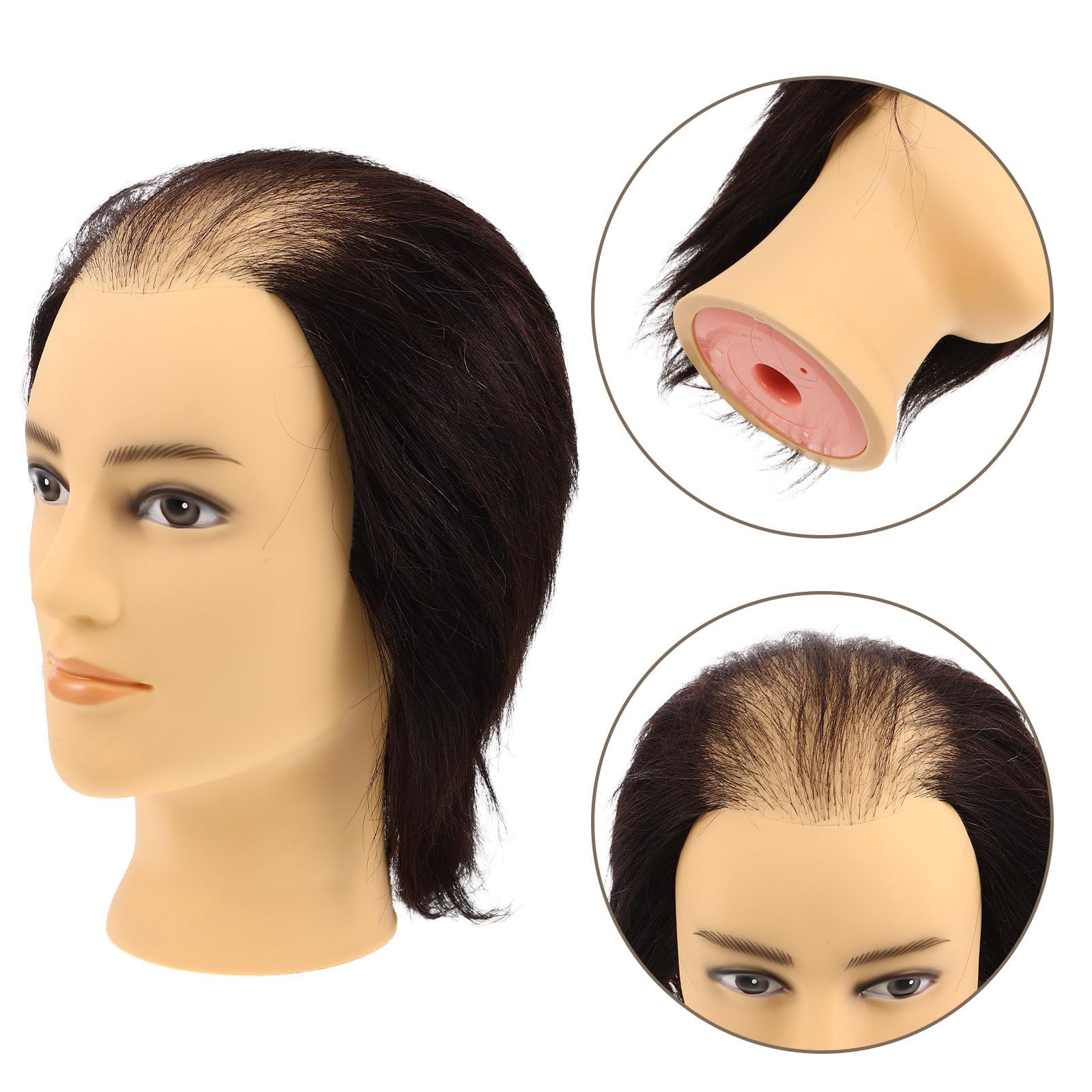 Friseur Übungskopf für Haarstyling Männlicher Puppenkopf aus PVC Schwarz Realistische Haarstruktur und Haardichte für Salontraining und Prüfungsvorbereitung für Anfängerfriseure