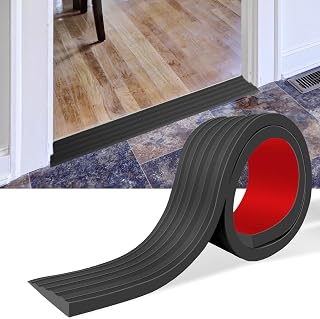 Heonay Self-Adhesive Rubber Threshold Ramp for Doorways - Wheelchair Stroller Scooter Accessible, Black 3" Wide x 3.3' Long