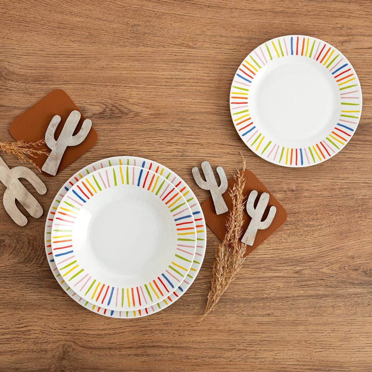 Quid California Service de table en porcelaine 18 pièces pour 6 personnes Passe au micro-ondes