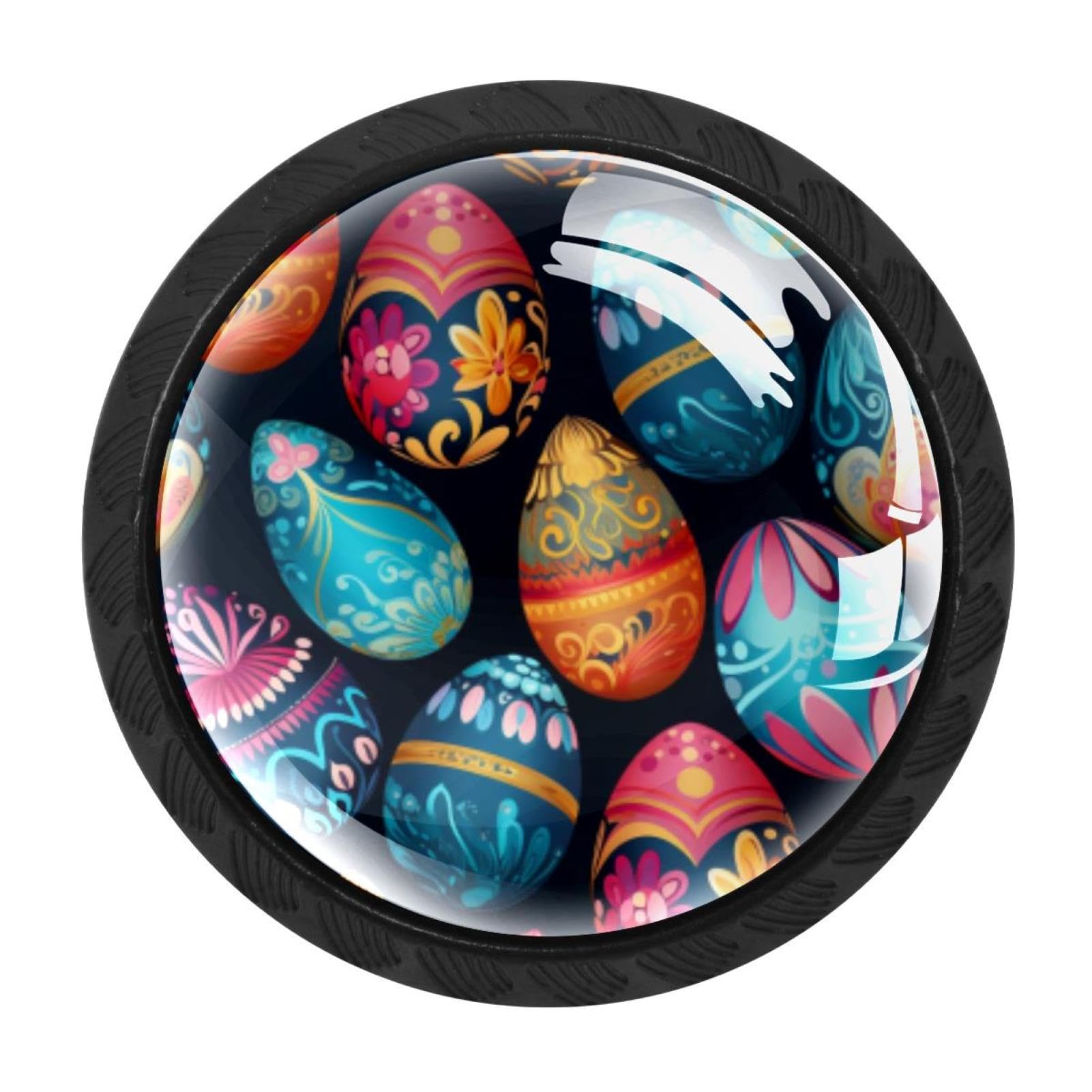 Chenzzzz Multicolored 18 4 Pieces Easter Drawer Knobs, 35Mm Black Kitchen Cabinet Knobs, Drawer Pulls And Knobs, Glass Cabinet Hardware Single Hole Knob For Cabinets And Drawers Round