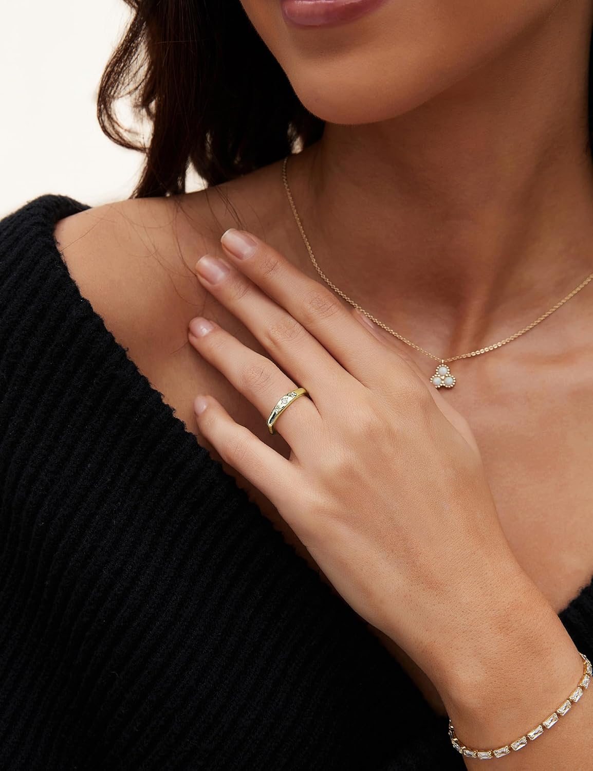 Mameloly 2.5mm 14K Gold Plated CZ Wedding Bands for Women Dainty Stackable Tiny Signet Ring Statement Rings for Her Size 3-10 - Image 6