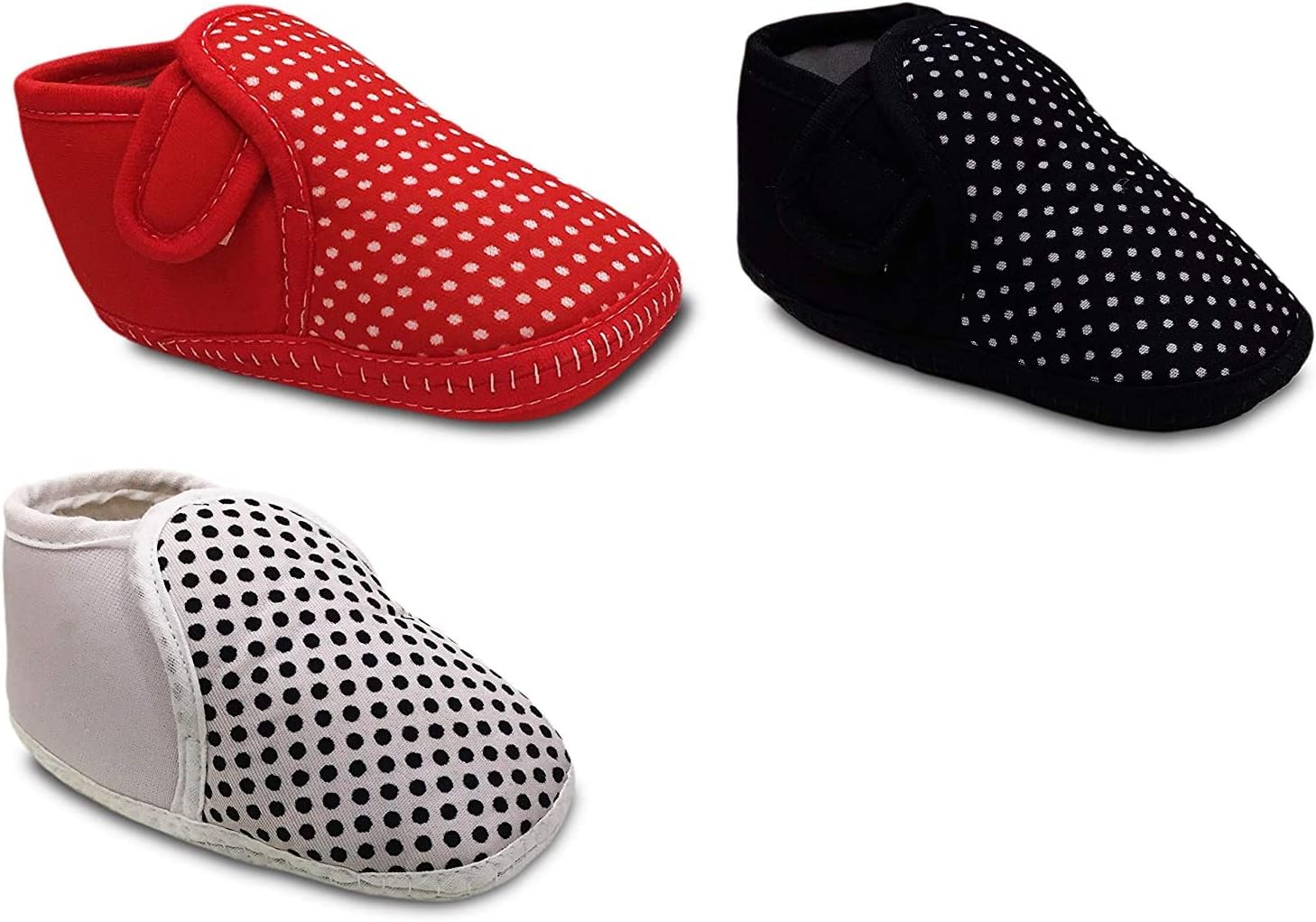 Kids choiceBaby Boy's and Baby Girl's Canvas Shoes with Anti-Slip Sole (Red, Black, White, 3-12 Months) - Combo of 3
