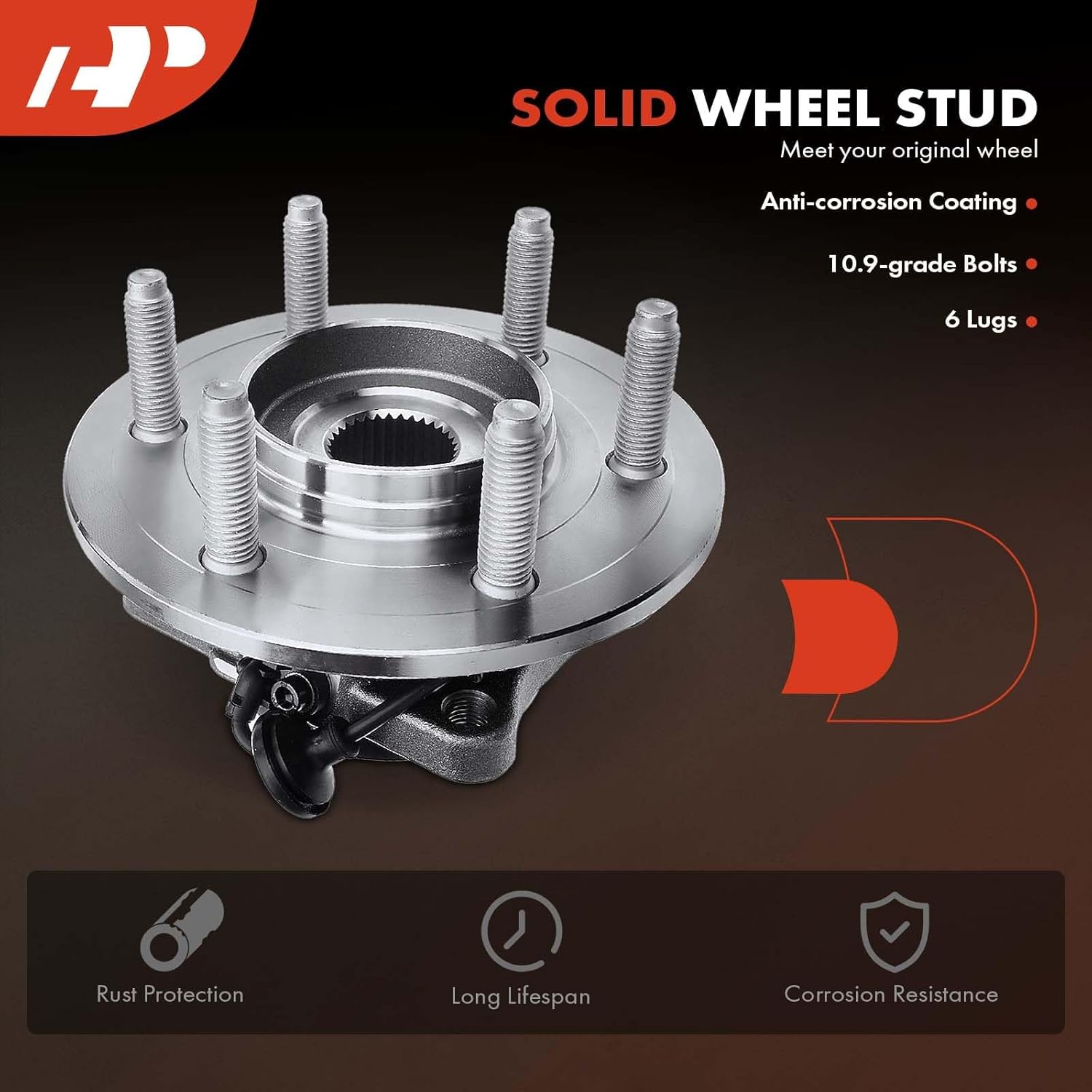 A-Premium 2 x Rear Wheel Bearing and Hub Assembly with ABS & 6-Lug Compatible with Ford Expedition 2007-2010 & Lincoln Navigator 2007-2010