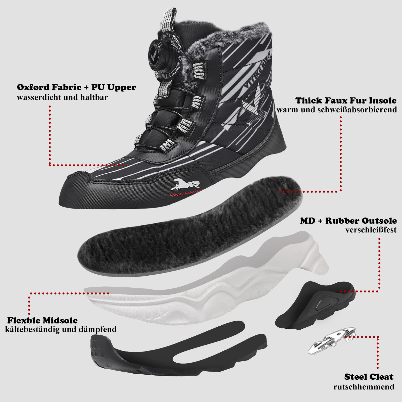 Kinder Schneestiefel Jungen Mädchen Wasserdicht Winterschuhe