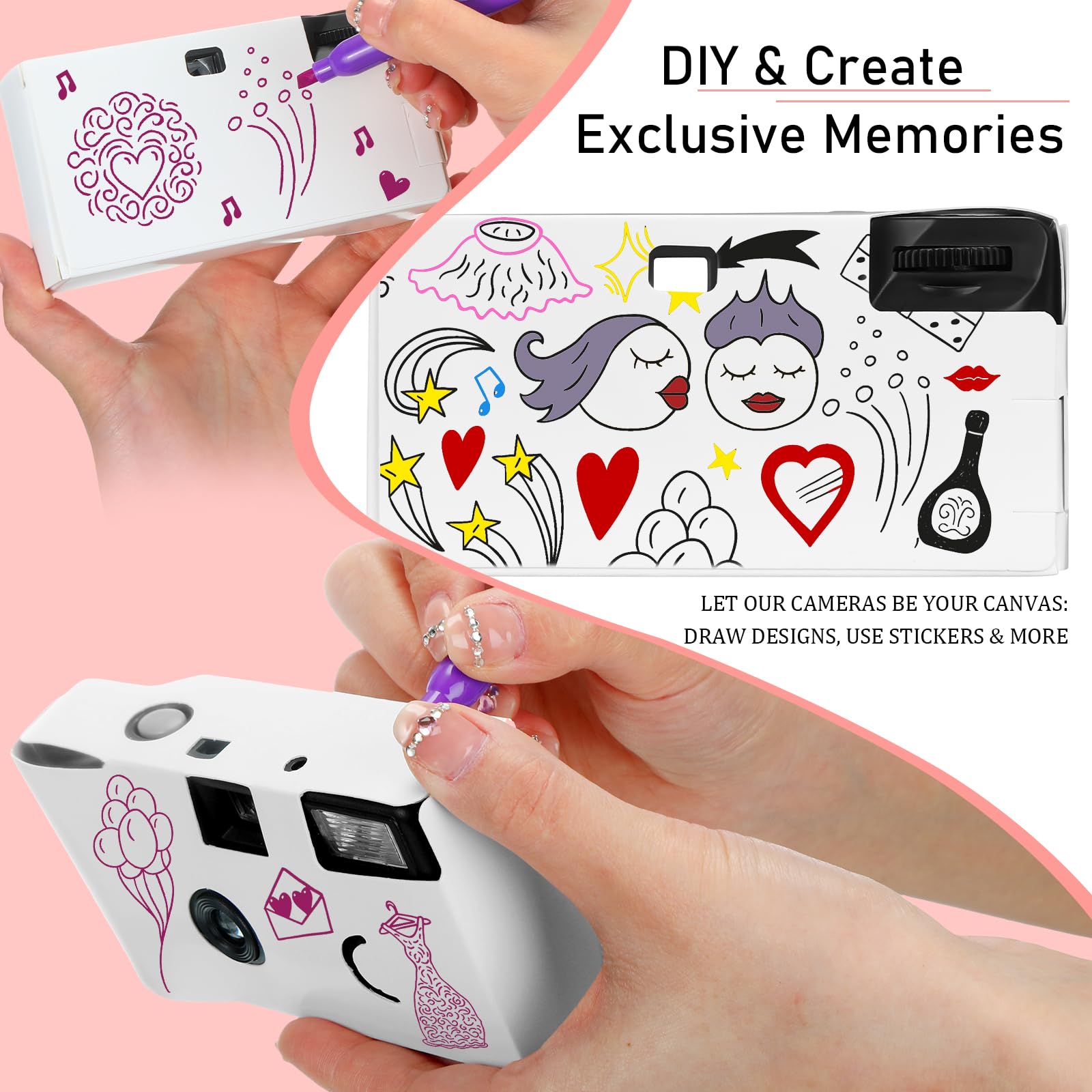 Kanayu 14 Packs DIY Disposable Cameras Bulk, White