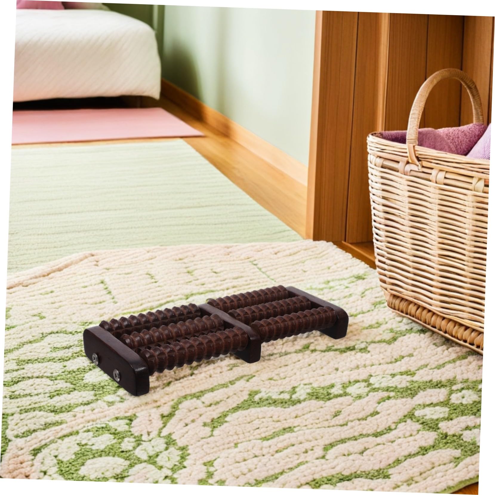 GALPADA Rodillo Masajeador de Pies de Madera Natural Masaje Relajante de Fascia Plantar con Varias Ruedas Portátil para Uso Casa Oficina y Viajes Adecuado para Hombres Mujeres y Personas