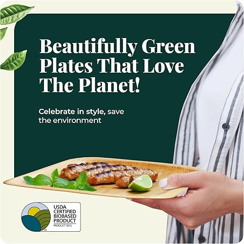 Miniatura 6 de KoalaLove - Platos de papel de bambú desechables de 6 pulgadas, 100 platos cuadrados de aperitivo y postre a granel, paquete de fiesta, platos de