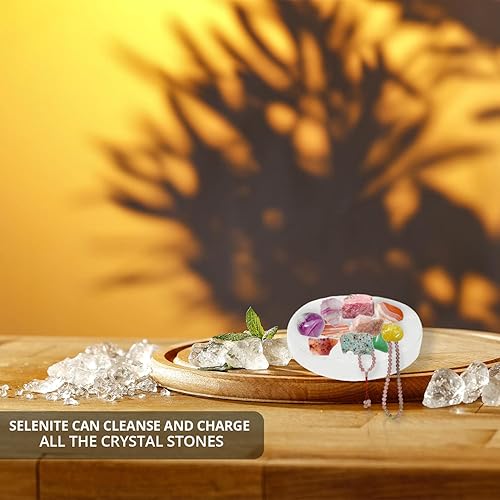 Miniatura 4 de Himalayan Glow WBM - Placa de carga de cristal de selenita de 3 a 4 pulgadas, cristales de recarga, estación de carga redonda marroquí, suministros