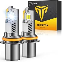 Termitor 9004 HB1 Bulbs Hi/Low Beam, 50,000LM 6500K White Brightness, True 11 Halogen Size, 85000+ Hours Lifespan, 3 Min Plug-N-Play 9004 Fog Lights with Cooling Fan, Pack of 2
