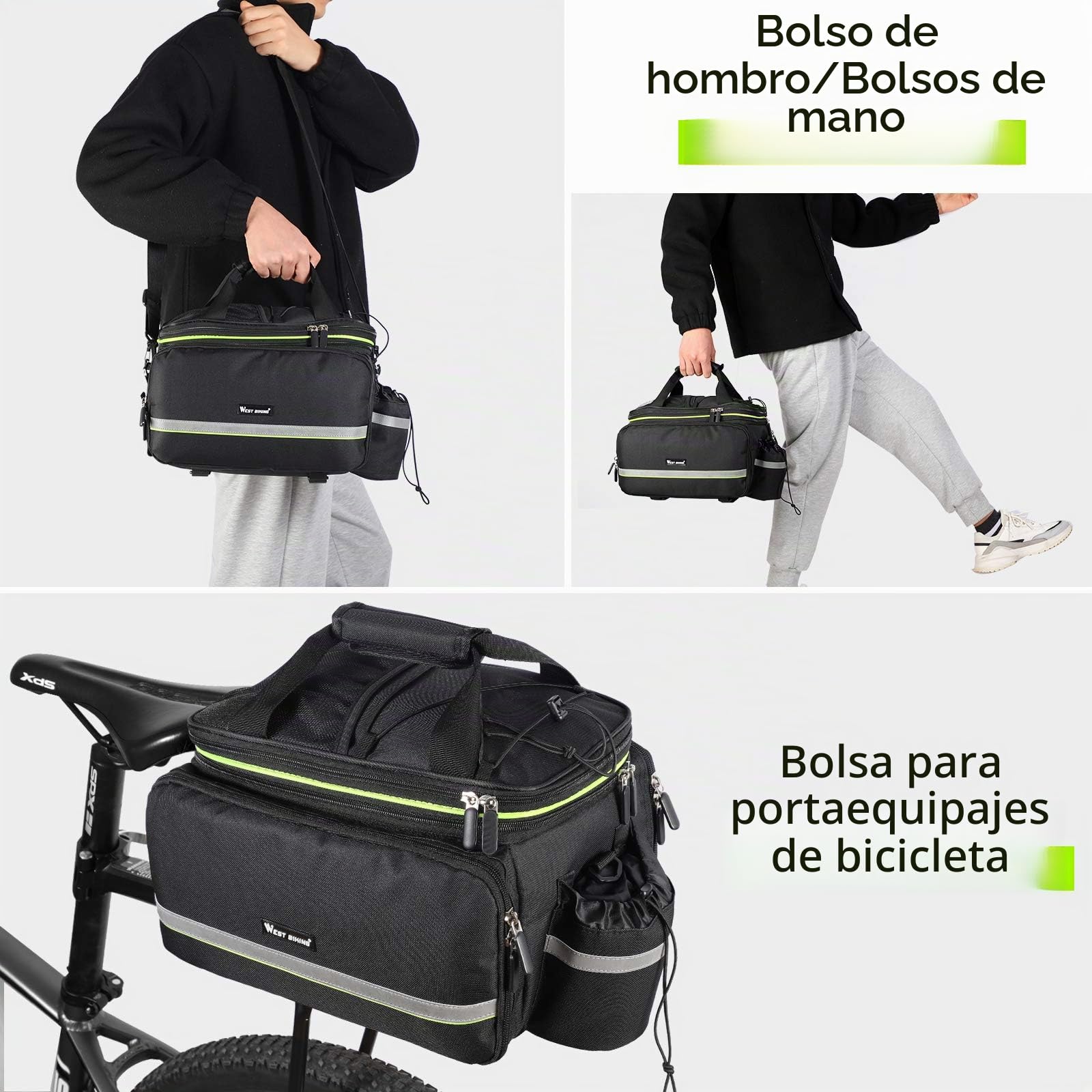 Bolsa para alforja de bicicleta, 25 l, impermeable, gran capacidad, para portabicicletas de carga de bicicleta, mochila portátil con correa ajustable para el hombro, accesorios de ciclismo