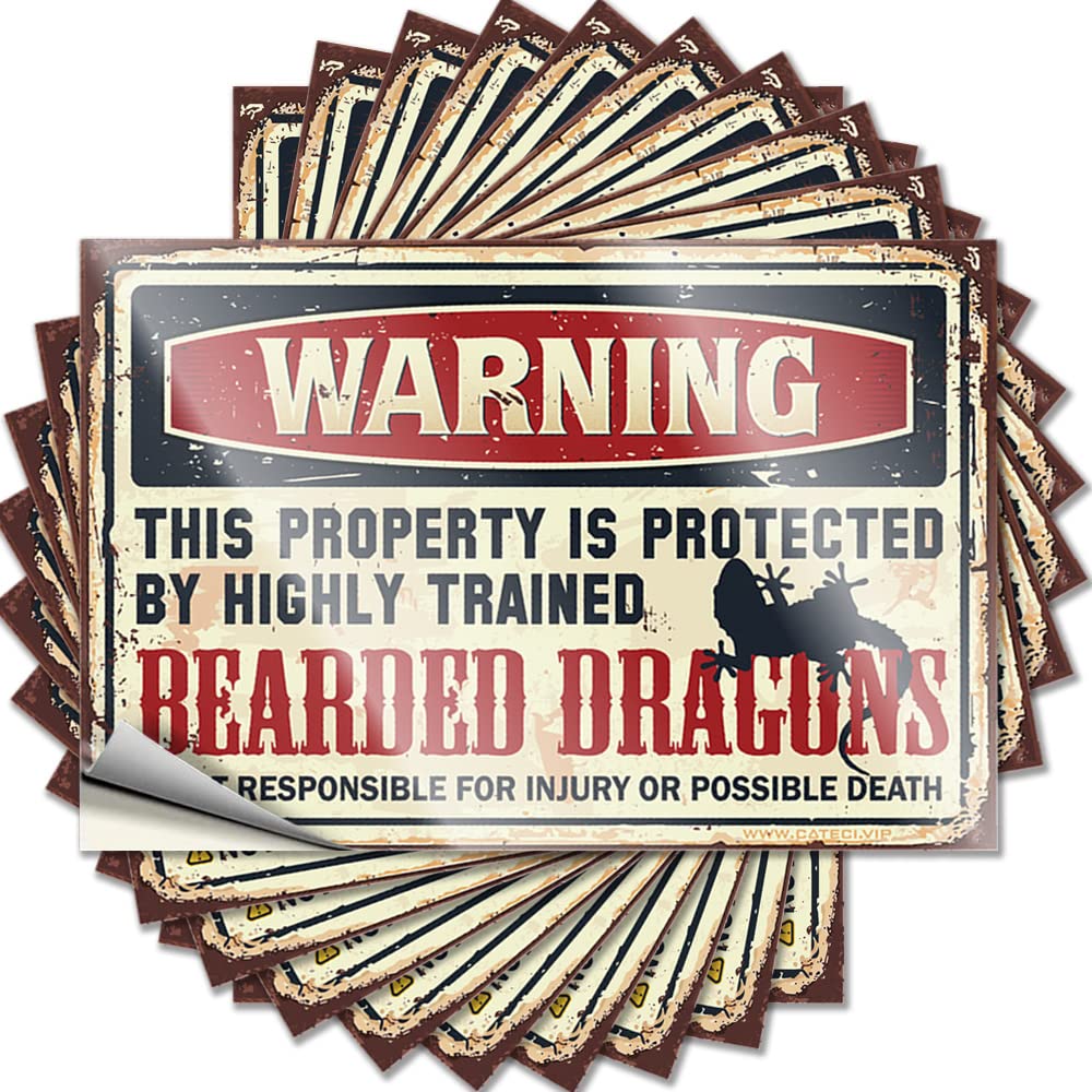 Fzfn Men's Colour Funny Sticker Good, Coffee Case Warning This Property Is Protected By A Highly Trained Bearded Dragon1 | Love(12X18cm)