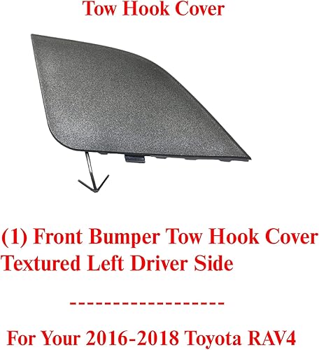 Miniatura 2 de US AUTO PARTS PLUS Nueva cubierta de gancho de remolque de parachoques delantero texturizado lado izquierdo del conductor reemplazo directo para