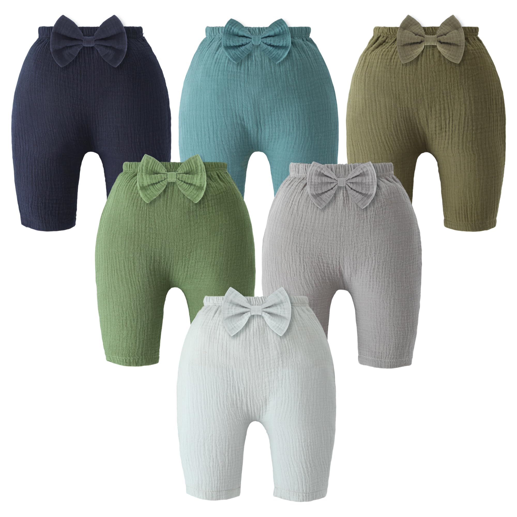 Baby Pants 6-Pack Cotton Linen Jogger Pants Baby Sweatpants for Boys Girls Elastic Waist Infant Bottoms