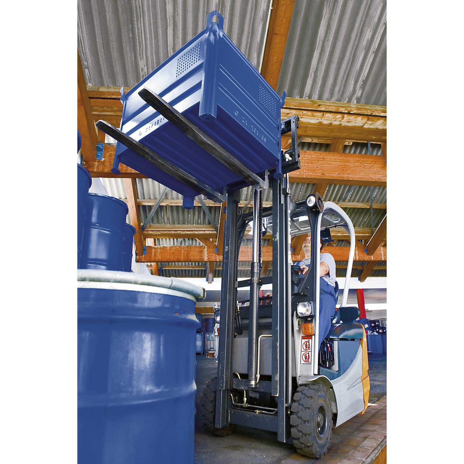 Heson | Caisse-palette à parois pleines | l x L 800 x 1200 mm | charge max 500 kg | bleu | 1 pièce et +